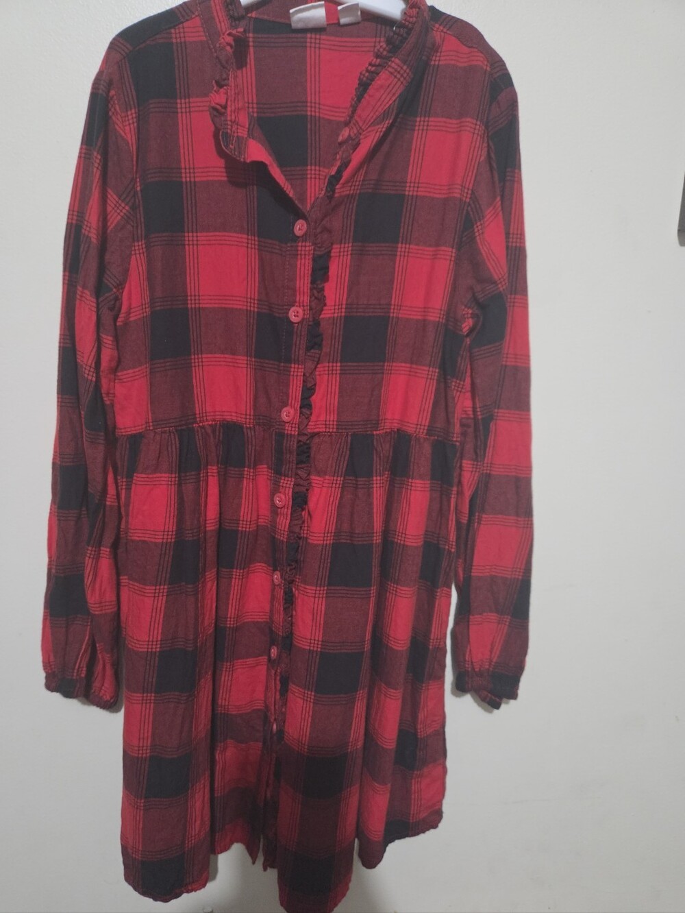 GAP Red and Black Plaid Button-Front Dress